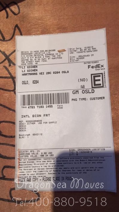 從上海市托運到挪威